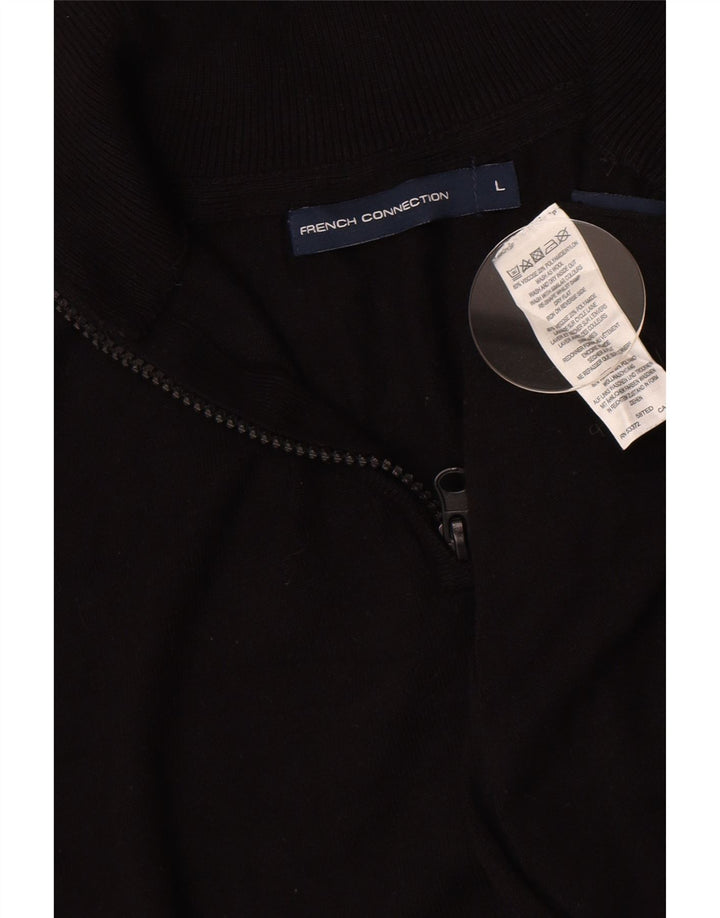 French Connection Pull Col Zippé Homme Noir Large Viscose