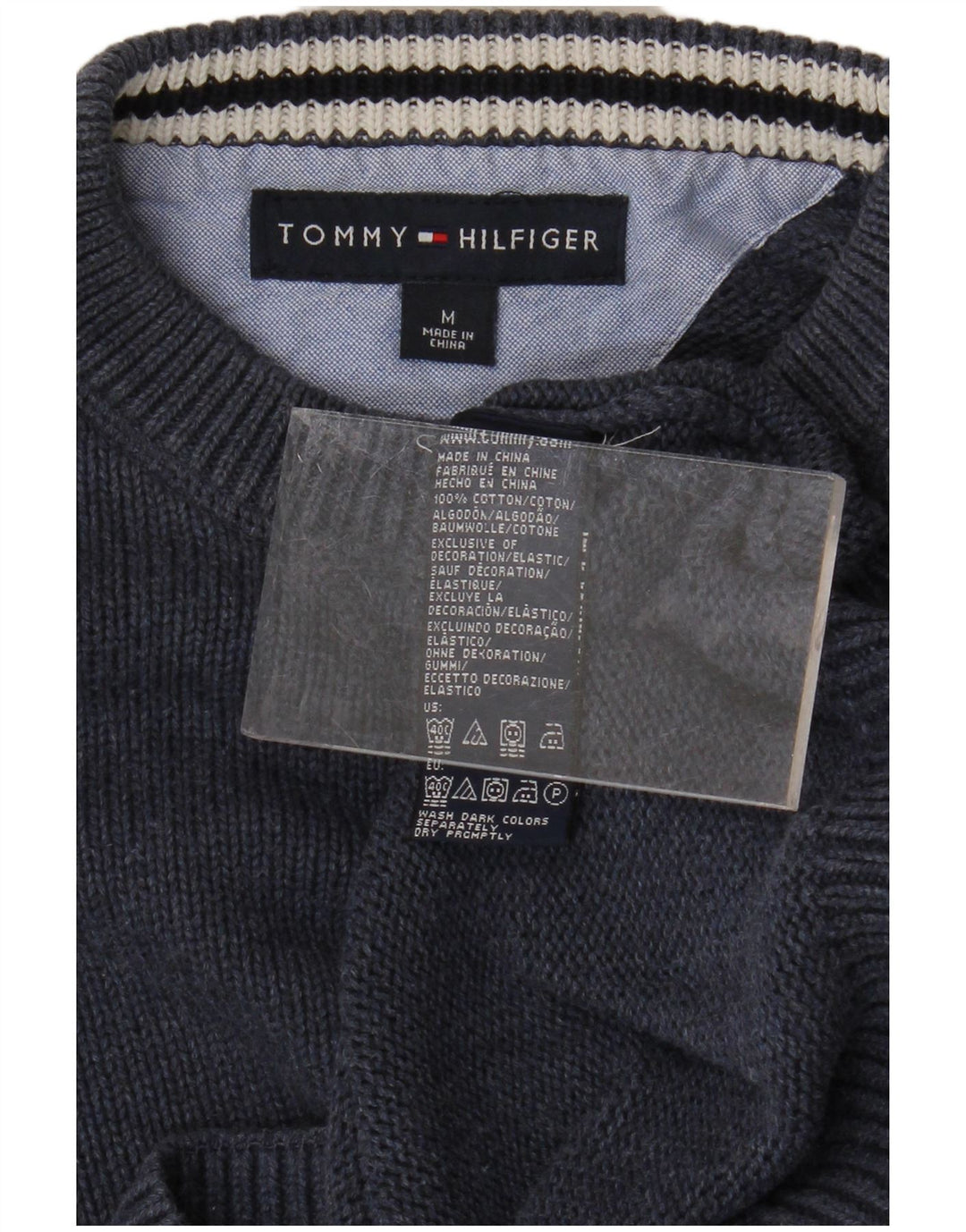 TOMMY HILFIGER Pull Col Ras du Cou Homme Bleu Marine Moyen Coton