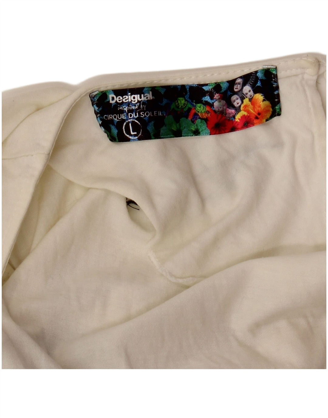 DESIGUAL Cirque Du Soleil Graphic Vest Top UK 14 Large Blanc