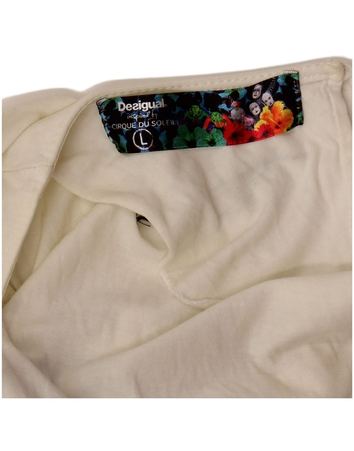 DESIGUAL Cirque Du Soleil Graphic Vest Top UK 14 Large Blanc