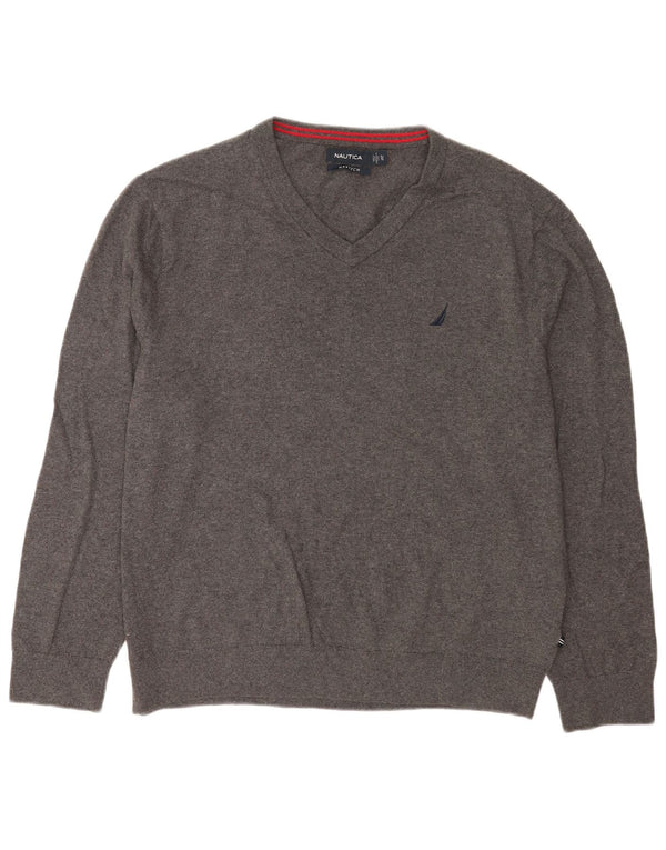 Nautica Pull Navtech col V pour homme XL en coton gris