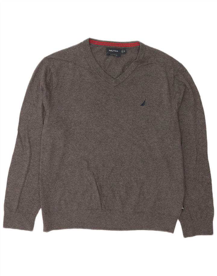 Nautica Pull Navtech col V pour homme XL en coton gris