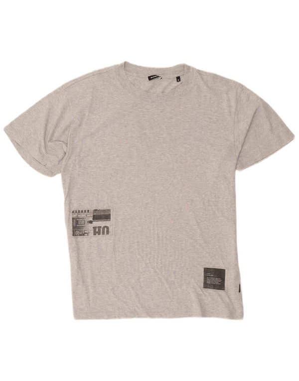 Diesel T-Shirt Graphique Homme Gris Moyen Moucheté Coton