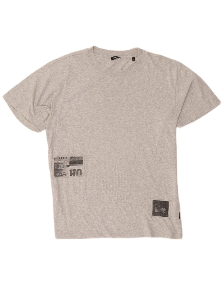 Diesel T-Shirt Graphique Homme Gris Moyen Moucheté Coton