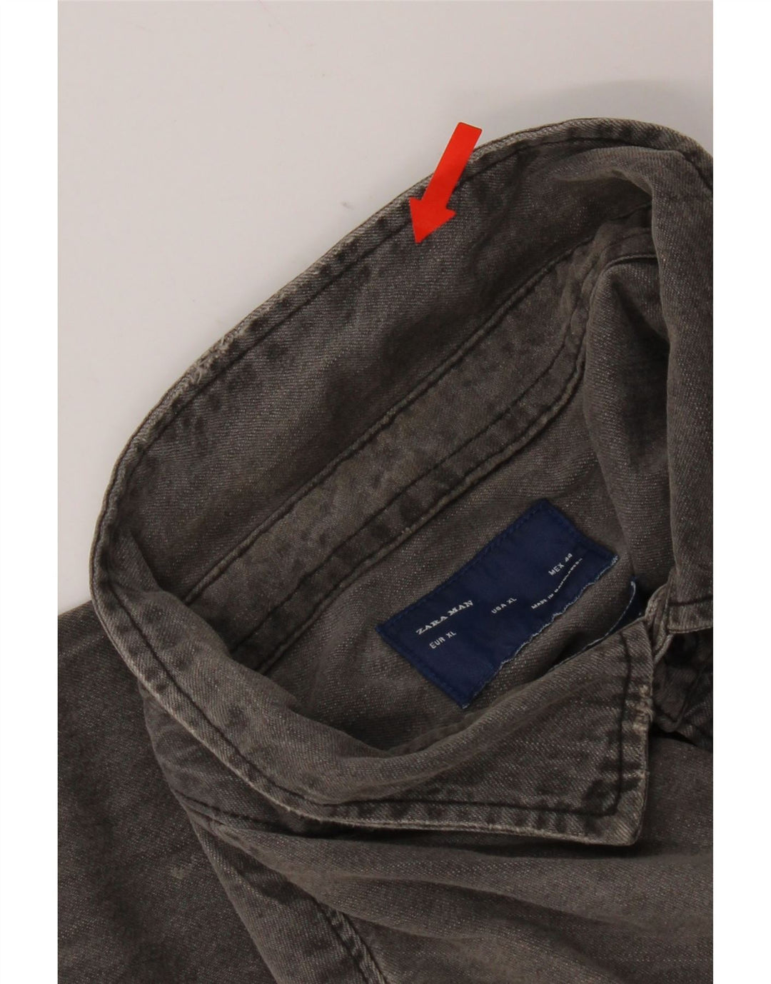 Zara Homme Regular Fit Chemise En Jean XL Gris Coton
