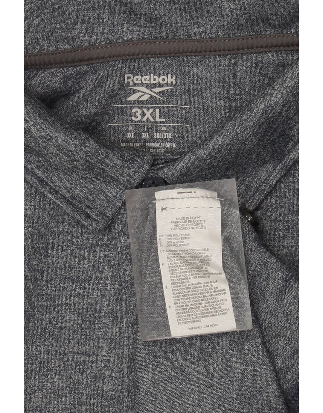 Reebok Polo Homme 3XL Gris Moucheté Polyester