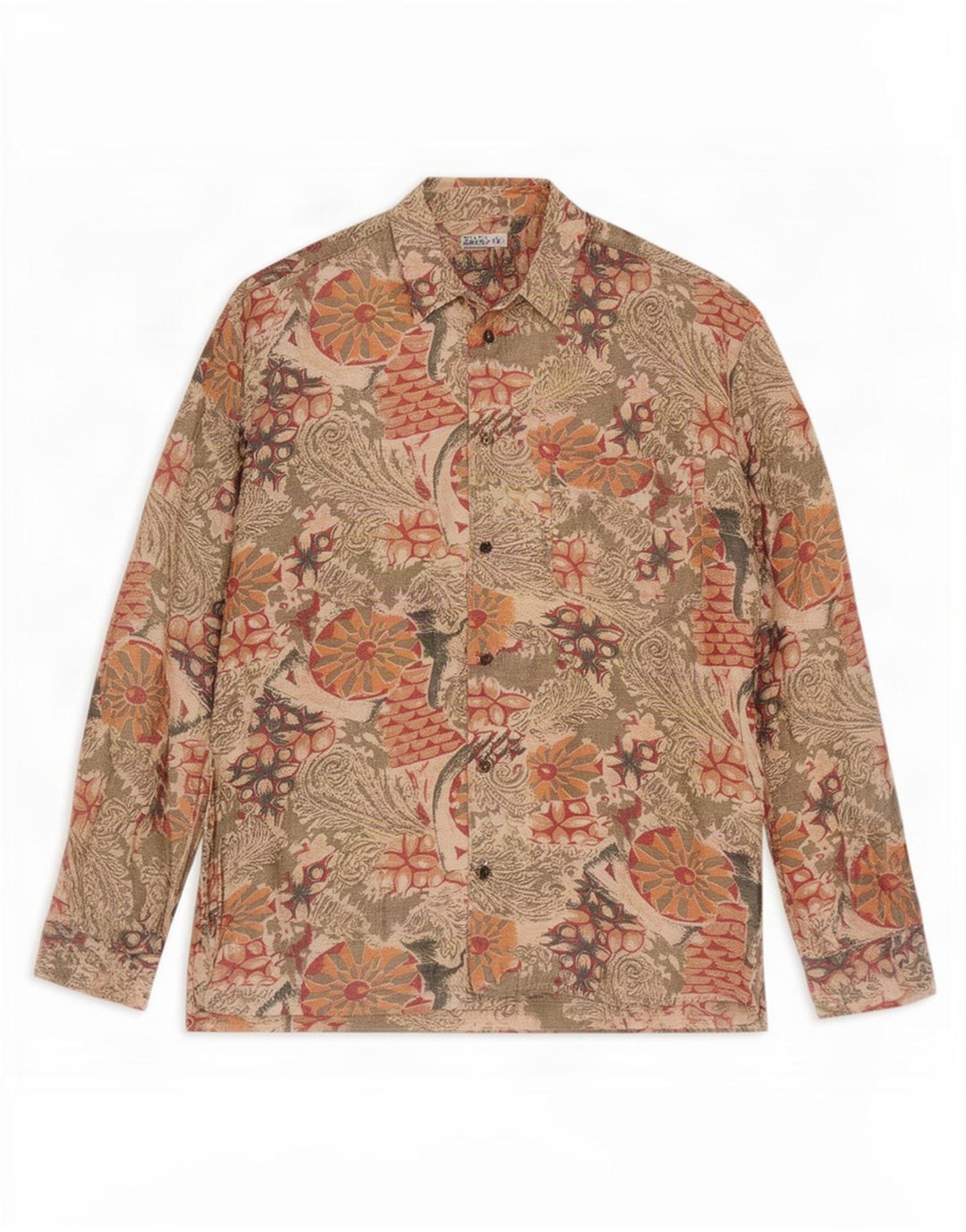vintage Chemise Homme Petit Beige Floral