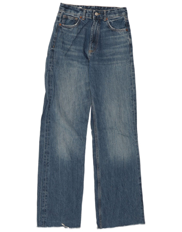 Zara Jean taille haute jambe large pour femme EU 36 XS W26 L32 Bleu