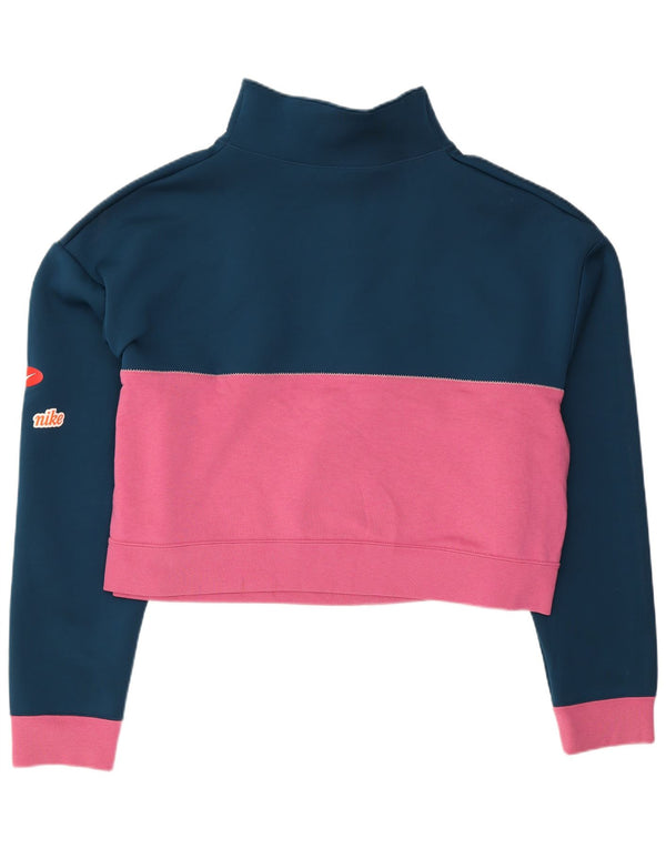 Nike Sweat-shirt graphique pour femme UK 16 Large Bleu marine Colourblock
