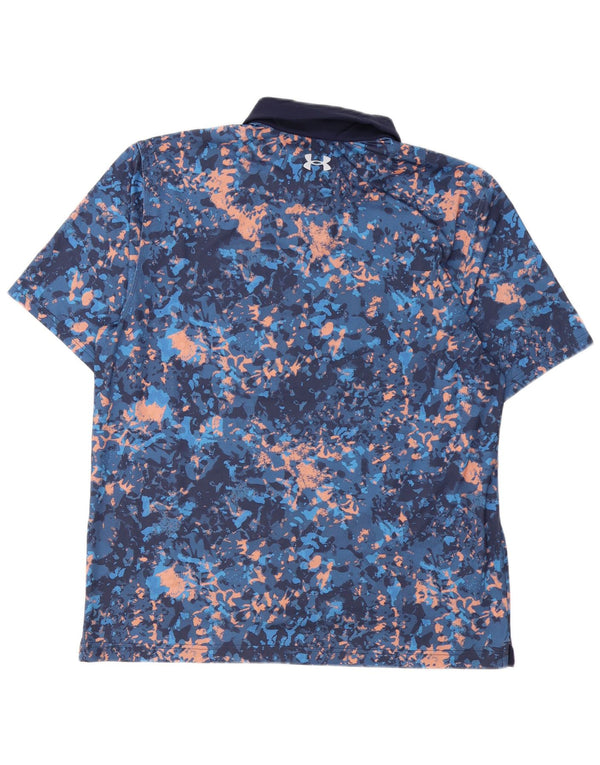 Under Armour Mens Polo Shirt Large Navy Blue Tie Dye
