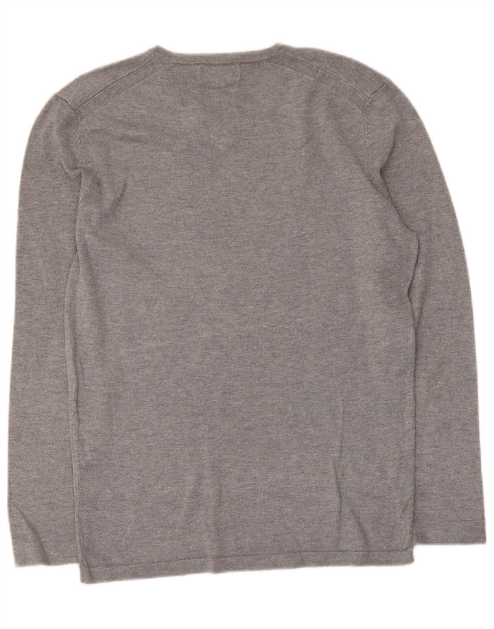 Zara Pull Col V Homme Petit Gris Viscose