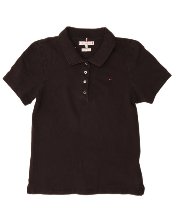 Tommy Hilfiger Polo Slim pour Femme UK 14 Large Noir Coton