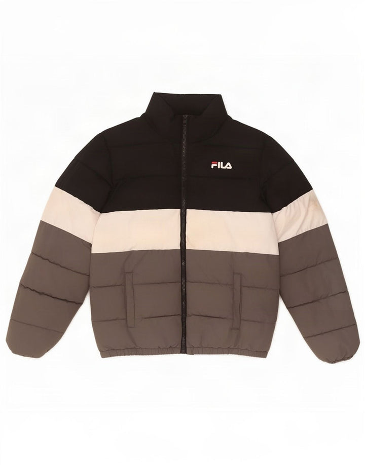 Fila Veste matelassée graphique pour garçons 12-13 ans Noir Colorblock Polyester