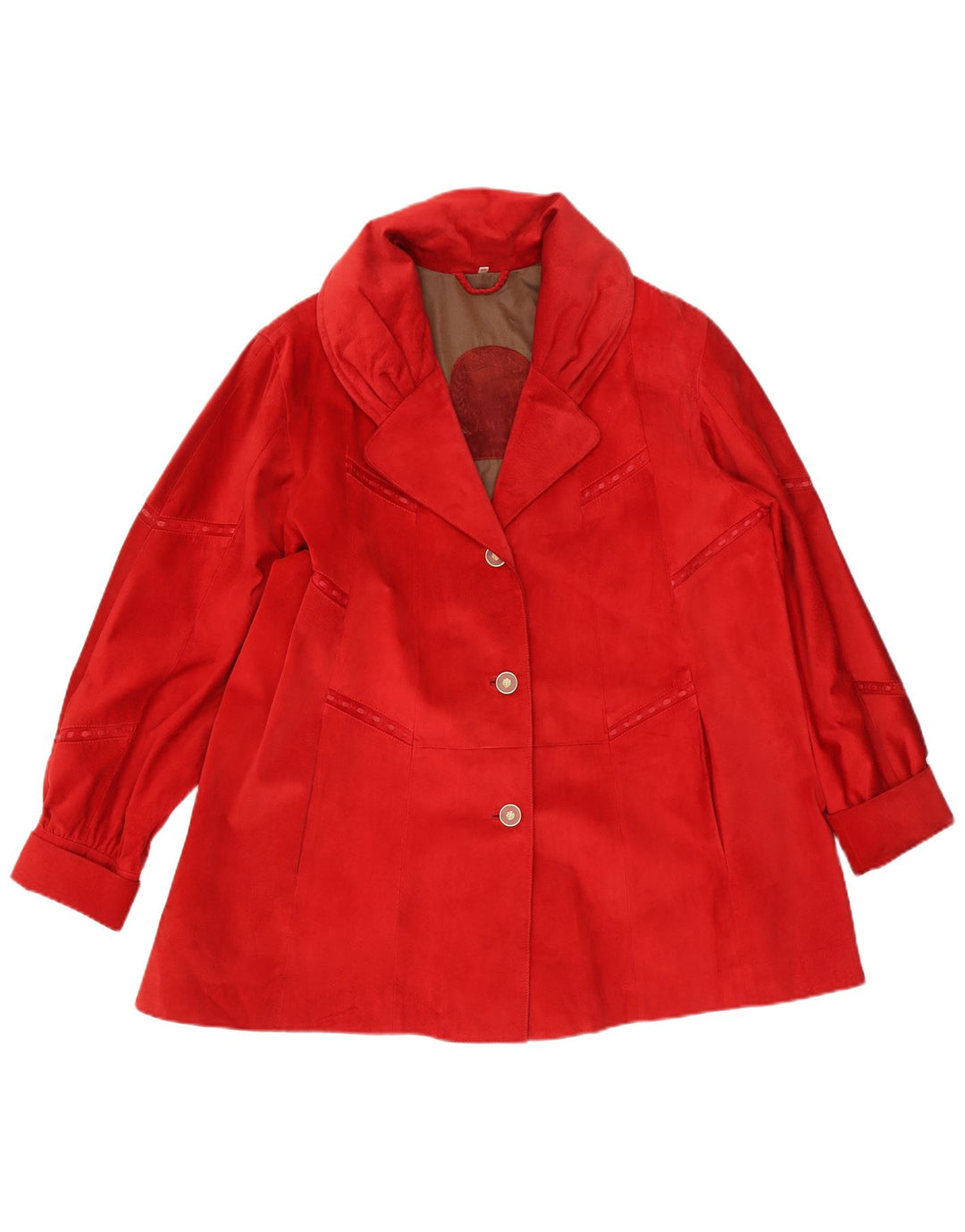 AMGE Manteau surdimensionné en daim pour femme EU 42 Grand cuir rouge