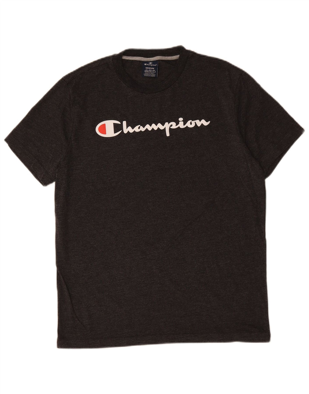 CHAMPION T-Shirt Graphique Homme Noir Moyen Moucheté