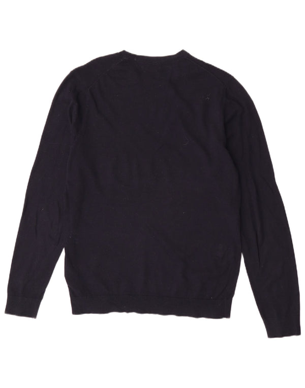 Massimo Dutti Pull col rond homme en coton bleu marine moyen