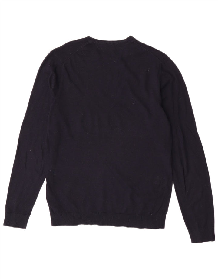 Massimo Dutti Pull col rond homme en coton bleu marine moyen