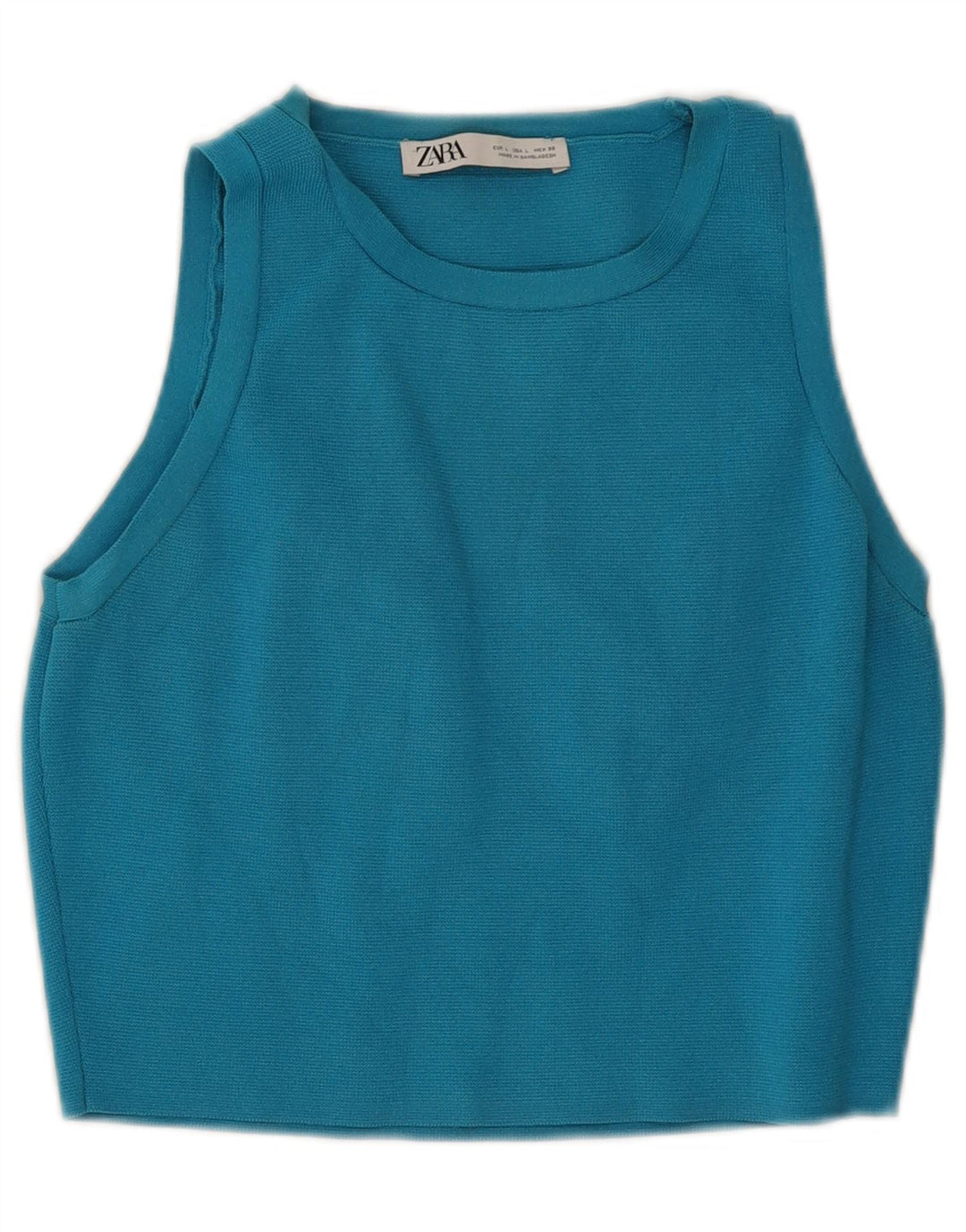 Zara Womens Crop Vest Top UK 14 Large Bleu Viscose