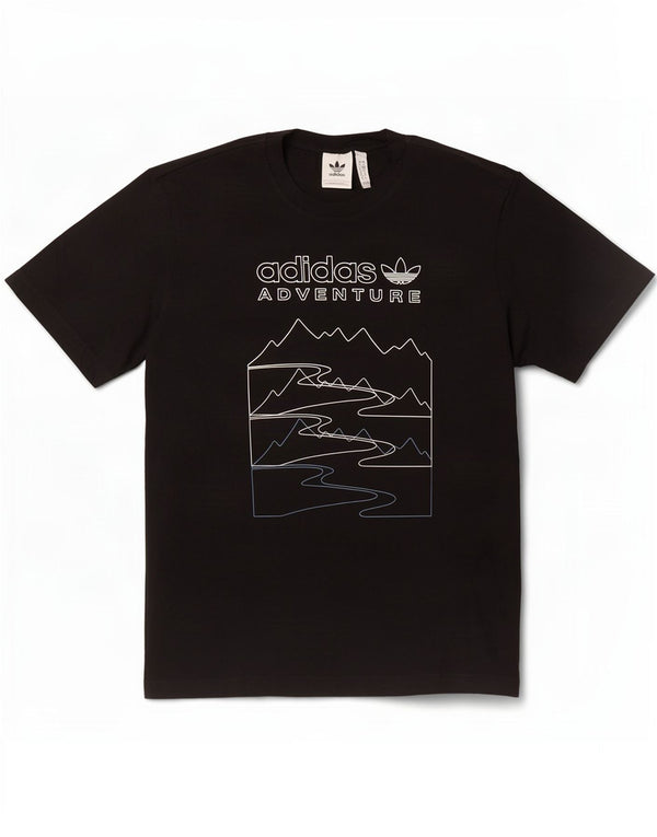 Adidas T-shirt graphique pour hommes, petit haut en coton noir