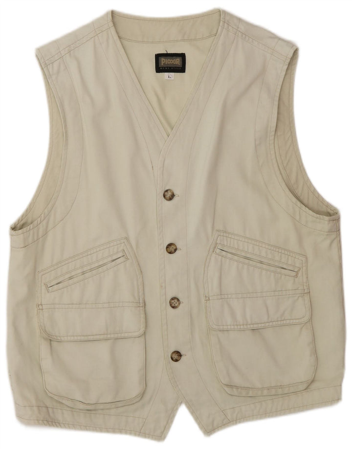 PICDOR Gilet utilitaire pour homme UK 40 Grand coton beige