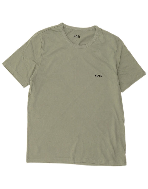 Hugo Boss T-Shirt Femme Top UK 16 Large Vert Coton