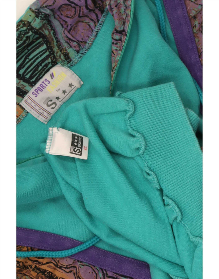 vintage Femme Motif Abstrait Sweatshirt Jumper IT 42 Bleu Moyen
