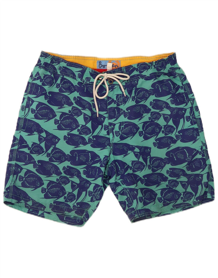 Short de bain à motif abstrait Polyester bleu moyen Boden homme