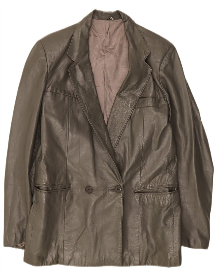 vintage Femme Double Breasted Blazer Veste UK 14 Vert Moyen