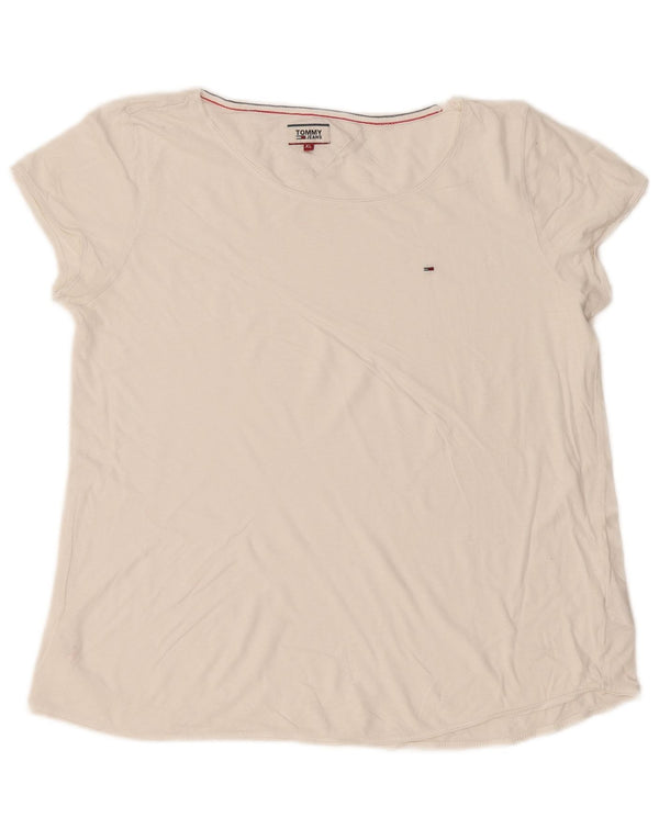Tommy Hilfiger T-Shirt Femme UK 18 XL Blanc Coton
