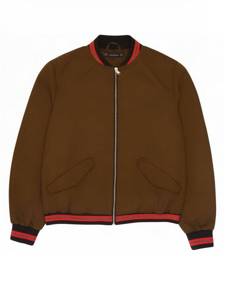 Zara Womens Bomber Jacket UK 16 Large Kaki Polyester
