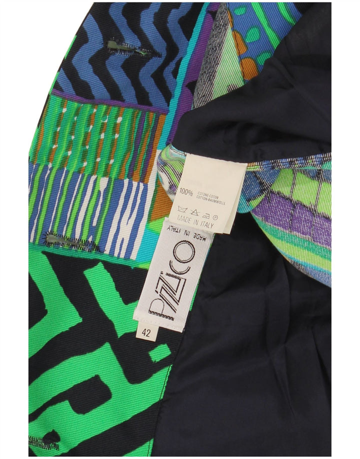 vintage Femme 3 Bouton Blazer Veste IT 42 Moyen Multicolore Géométrique