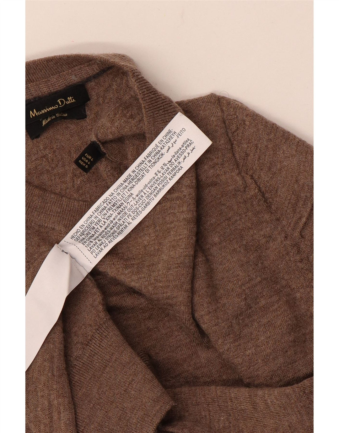 Massimo Dutti Pull à col rond pour femme UK 14 Grande laine marron