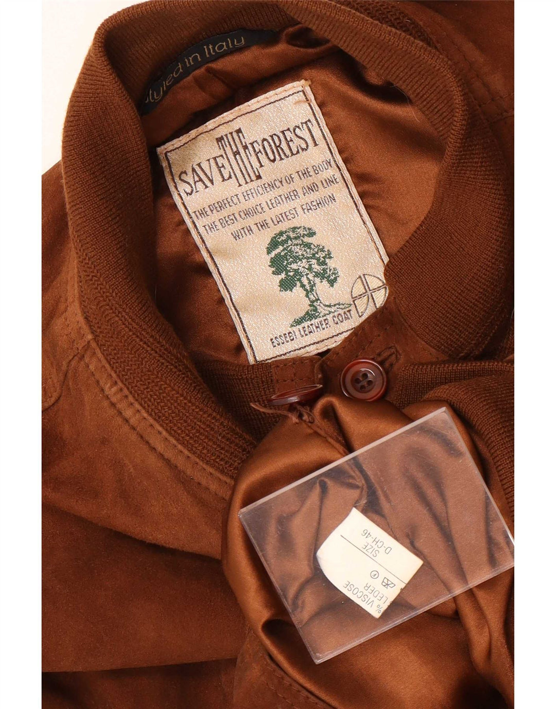 Essebi Blouson aviateur en daim coupe ample pour homme EU 46 petit cuir marron
