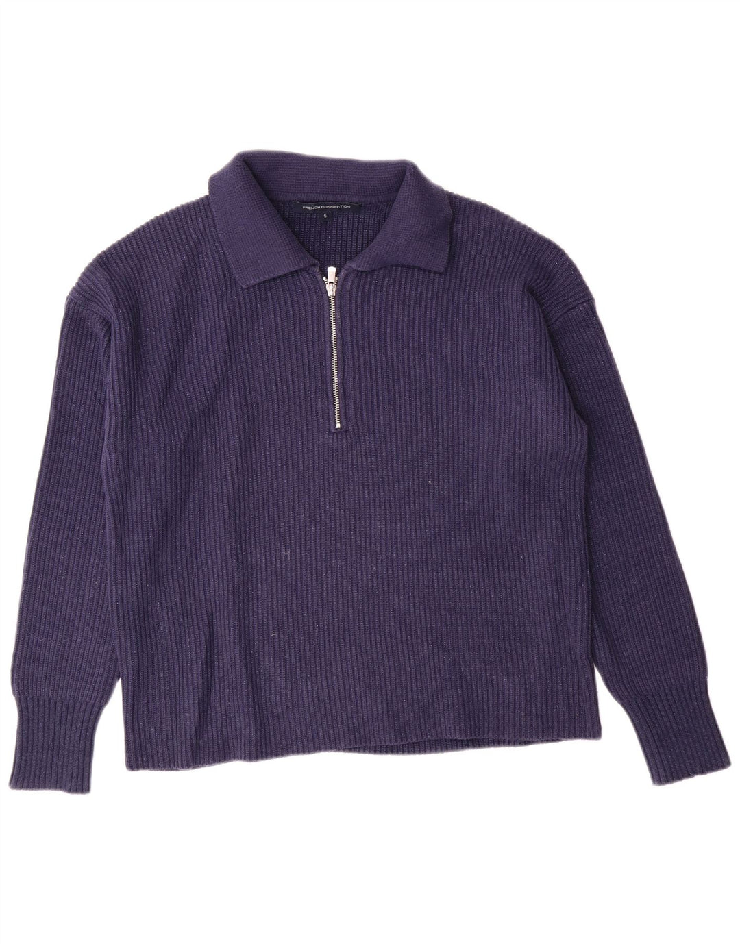 FRENCH CONNECTION Pull à col polo pour femme UK 10 Petit Bleu marine