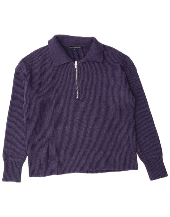 FRENCH CONNECTION Pull à col polo pour femme UK 10 Petit Bleu marine