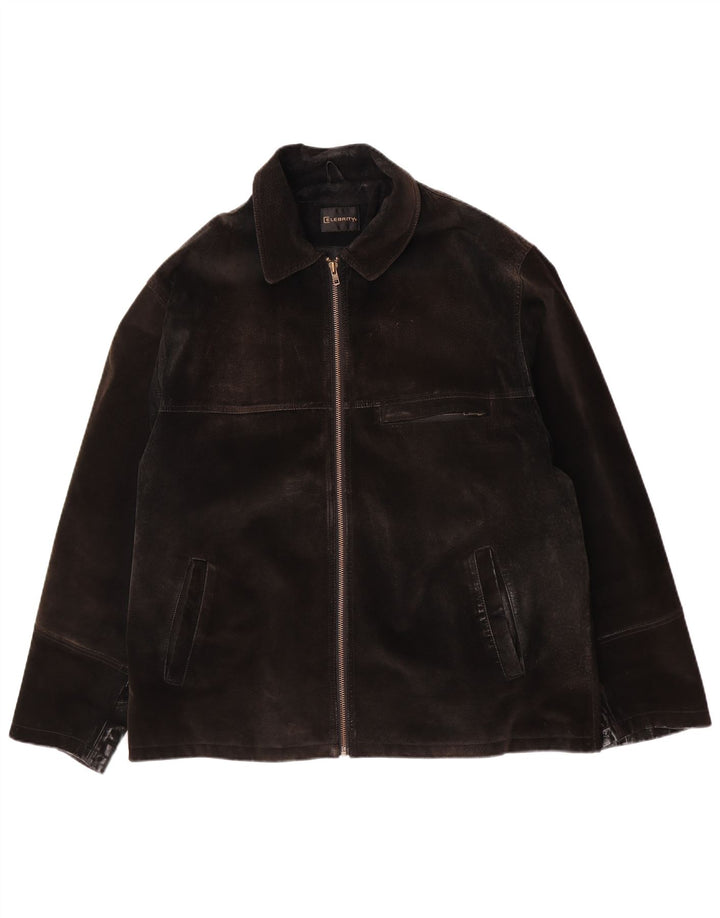 veste en daim homme vintage UK 42 XL cuir marron