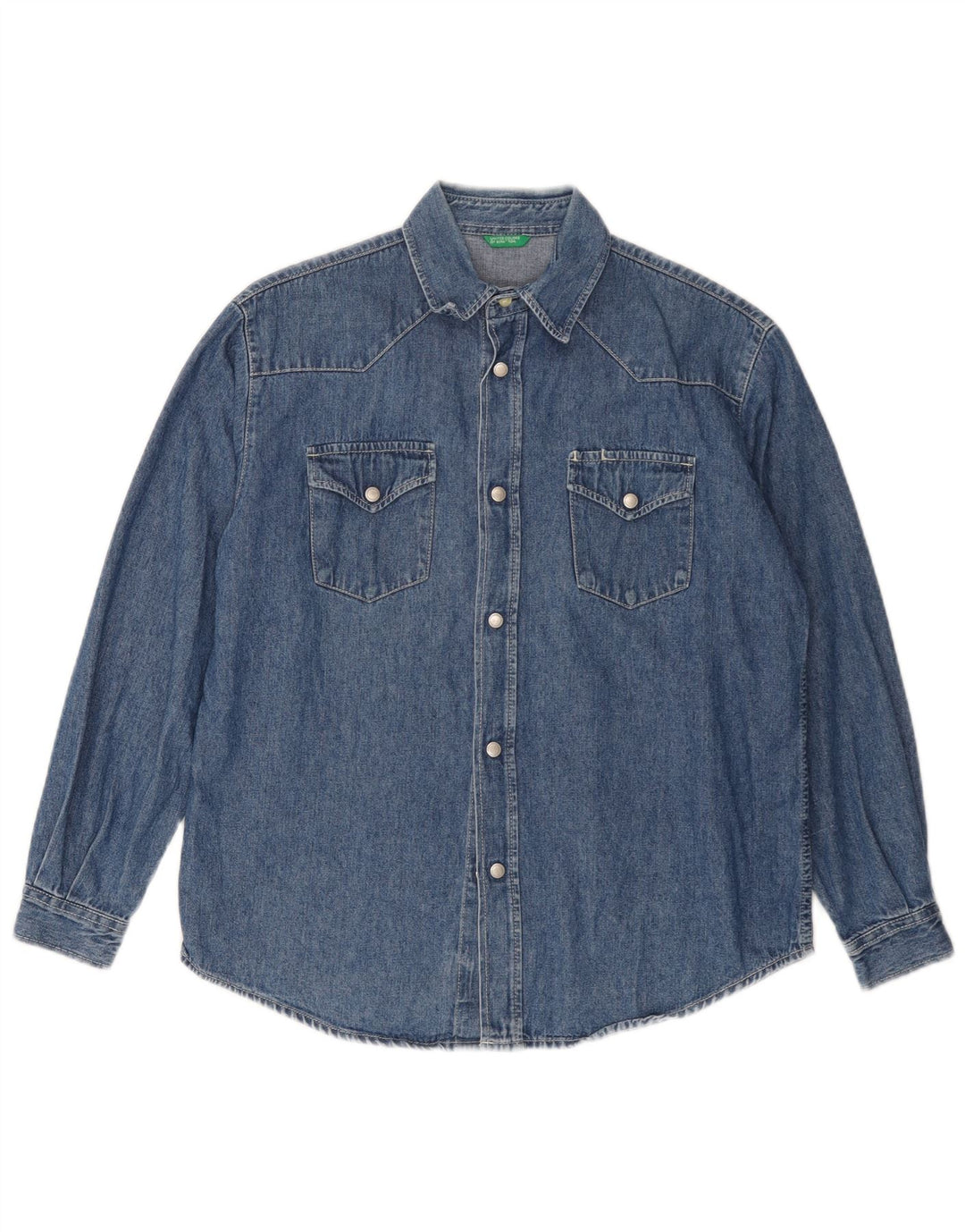 BENETTON Chemise en Jean Garçon 9-10 ans Grand Bleu Coton