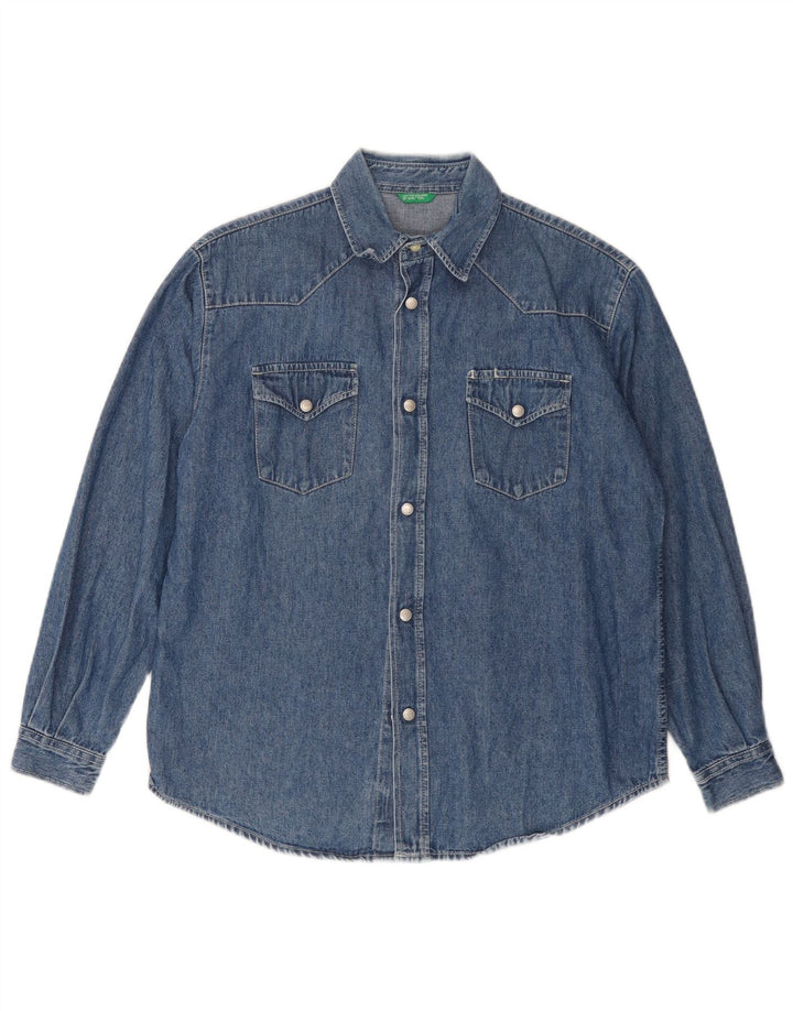 BENETTON Chemise en Jean Garçon 9-10 ans Grand Bleu Coton