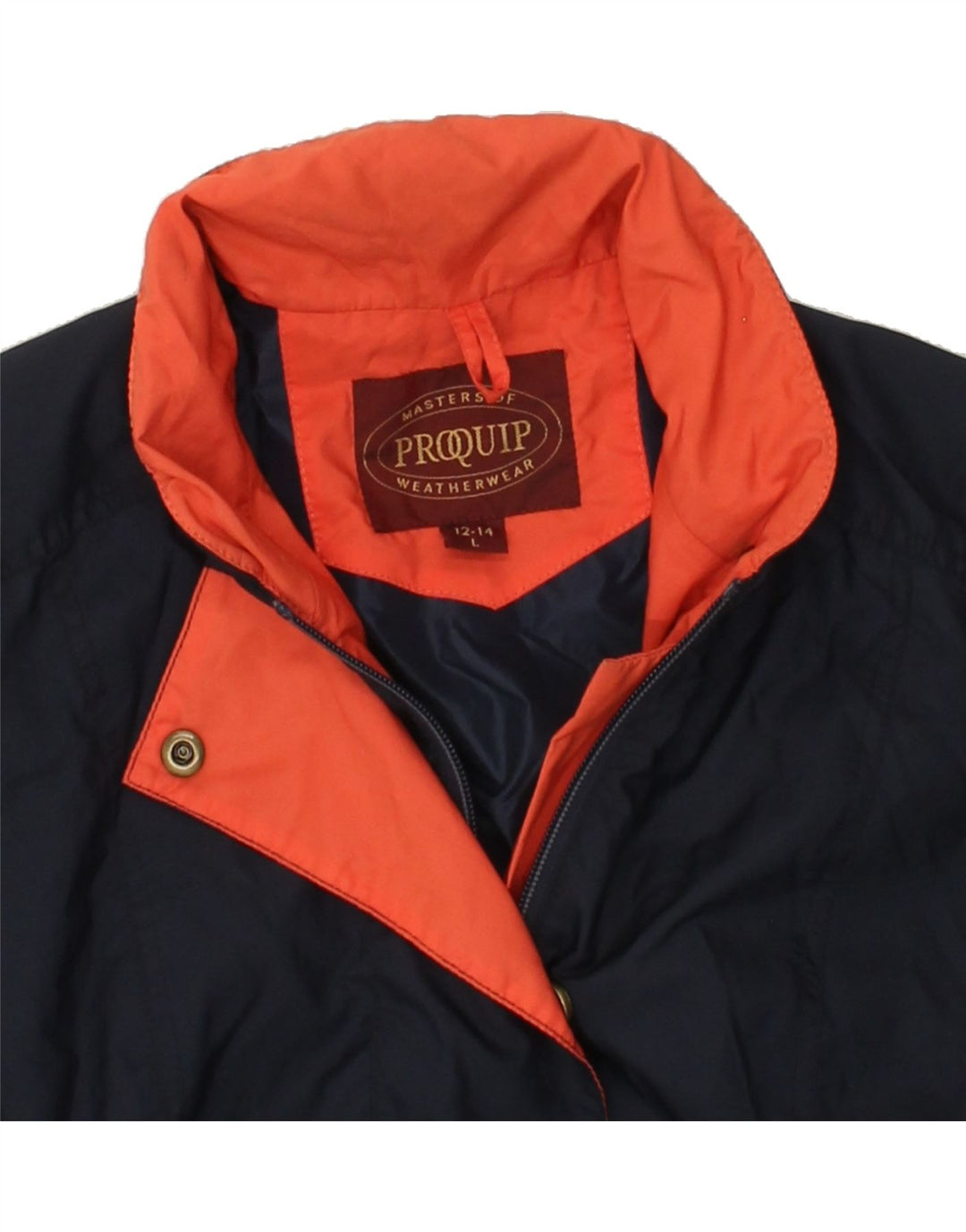 PROQUIP Womens Windbreaker Jacket US 12/14 Large Navy Blue Polyester Vintage Proquip and Second-Hand Proquip from Messina Hembry 