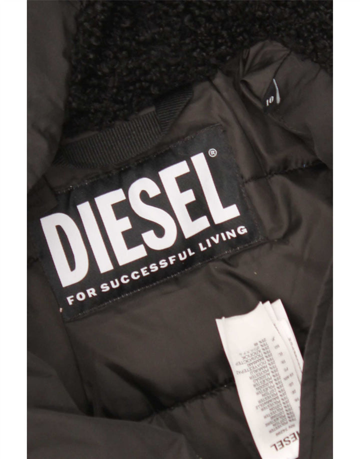 Diesel Parka à capuche pour femme UK 10 Small Noir Polyester