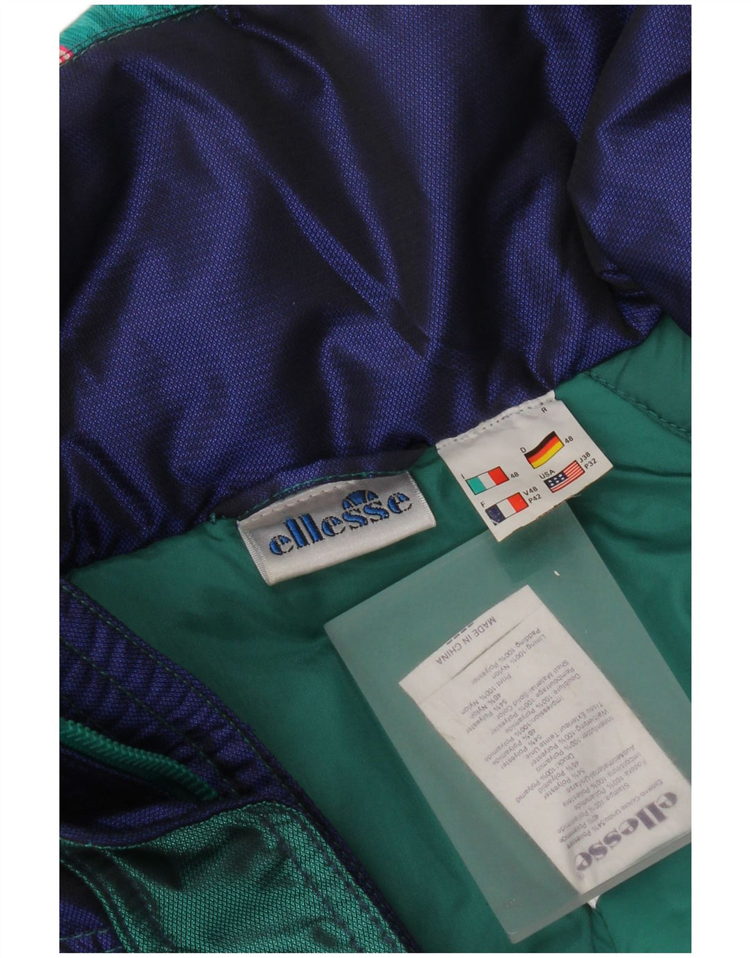 Ellesse Veste de ski à capuche coupe ample pour homme IT 48 Vert moyen Colourblock