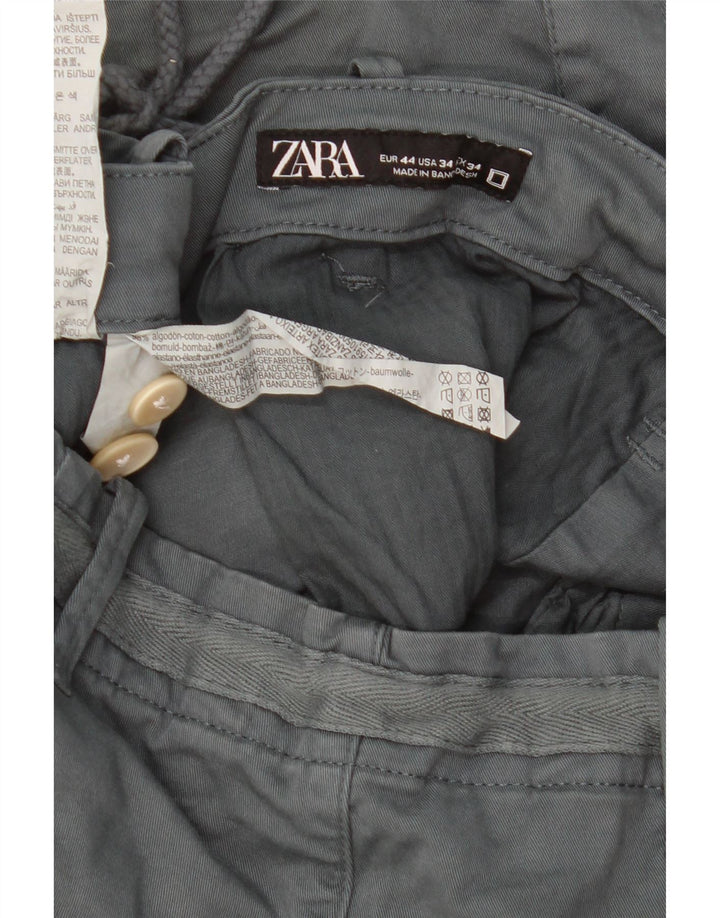 Zara Short Chino Homme EU 44 Large W34 Gris Coton