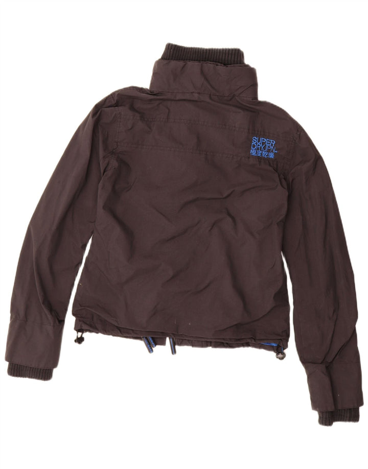 SUPERDRY Veste de pluie graphique pour femme UK 16 Large Noir Nylon
