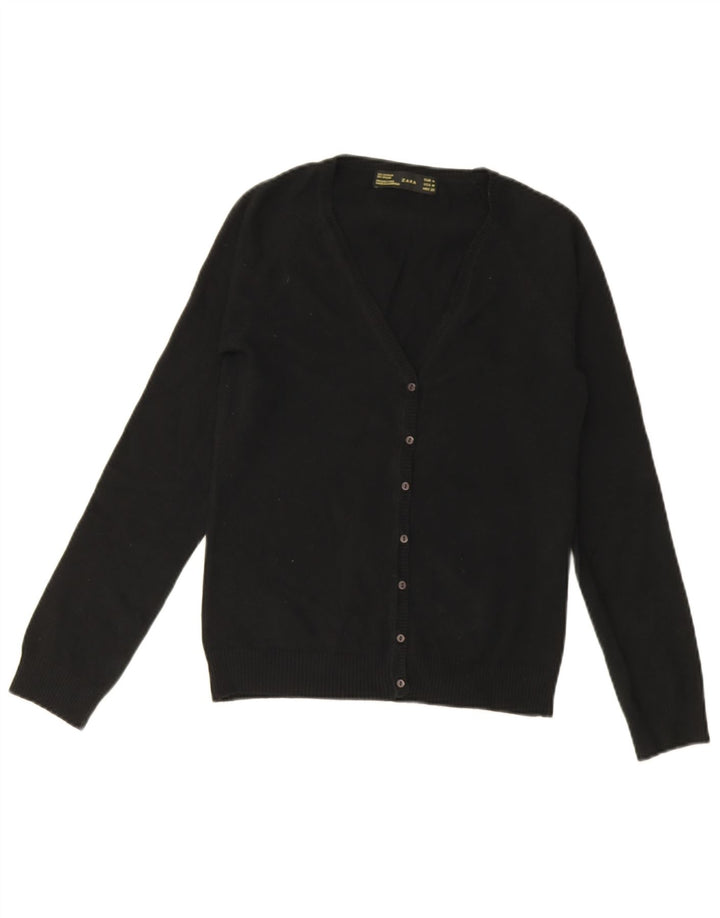 Zara Femme Cardigan Pull UK 12 Moyen Noir Coton