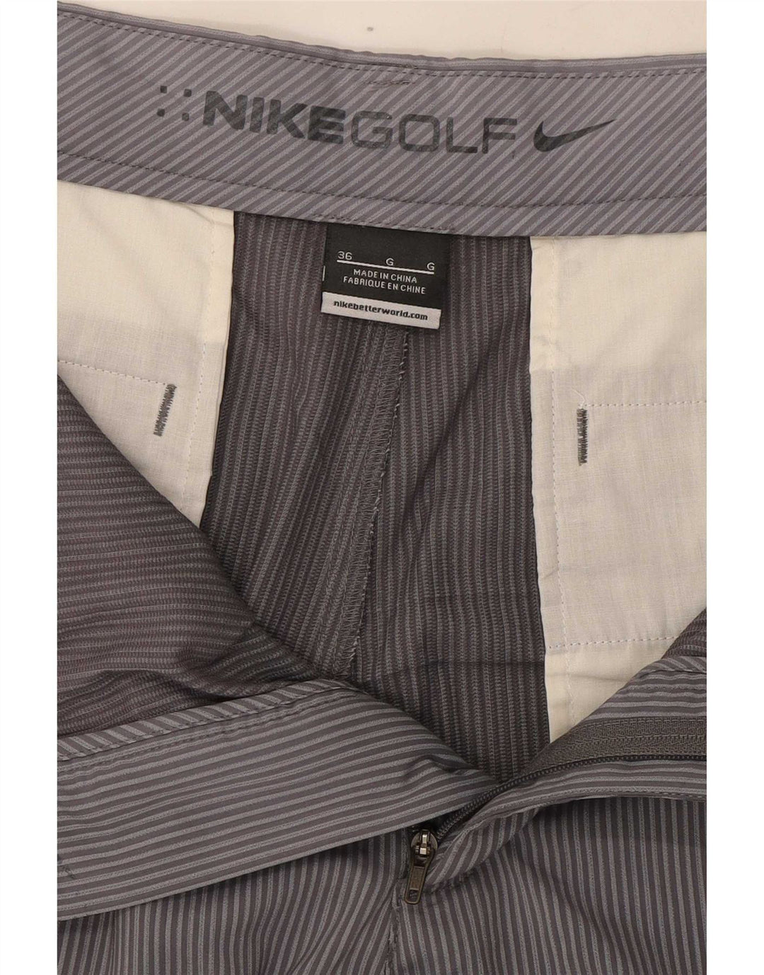 Nike Short chino de golf W36 pour homme en polyester à fines rayures gris