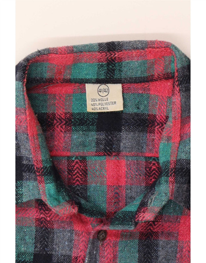 vintage Chemise en flanelle homme Taille 41/42 Grand Turquoise Check Polyester