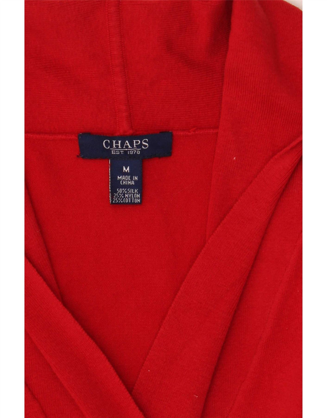 Chaps Pull à col châle pour femme UK 12 Soie rouge moyen