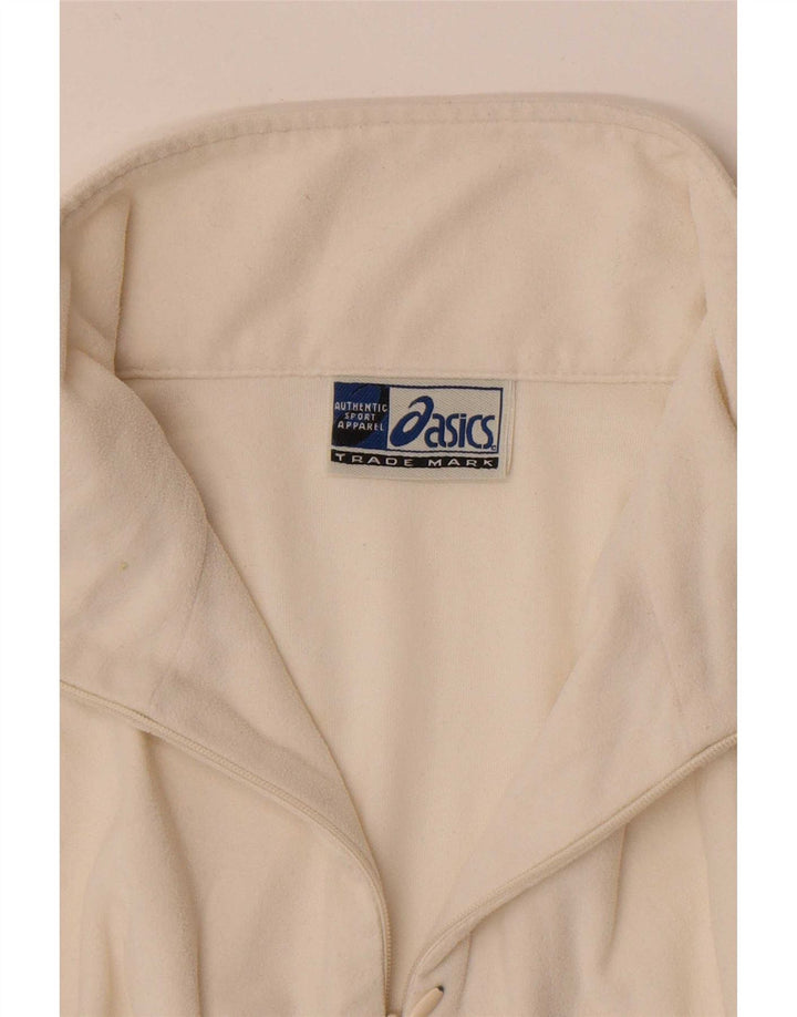 Asics Pull polaire à col zippé pour femme UK 14 Polyester blanc moyen