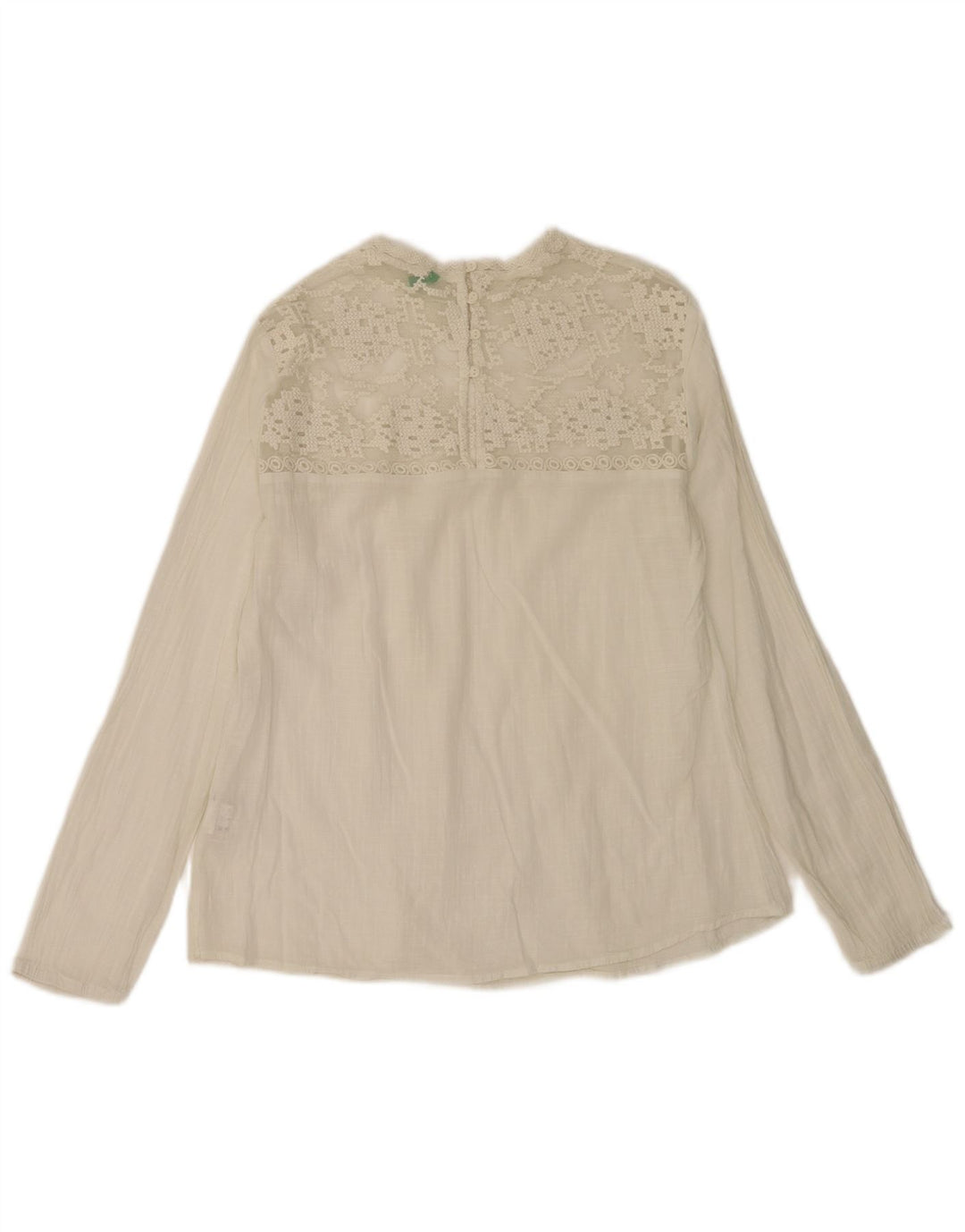 Benetton Chemisier surdimensionné à manches longues pour femme UK 10 Petit coton blanc