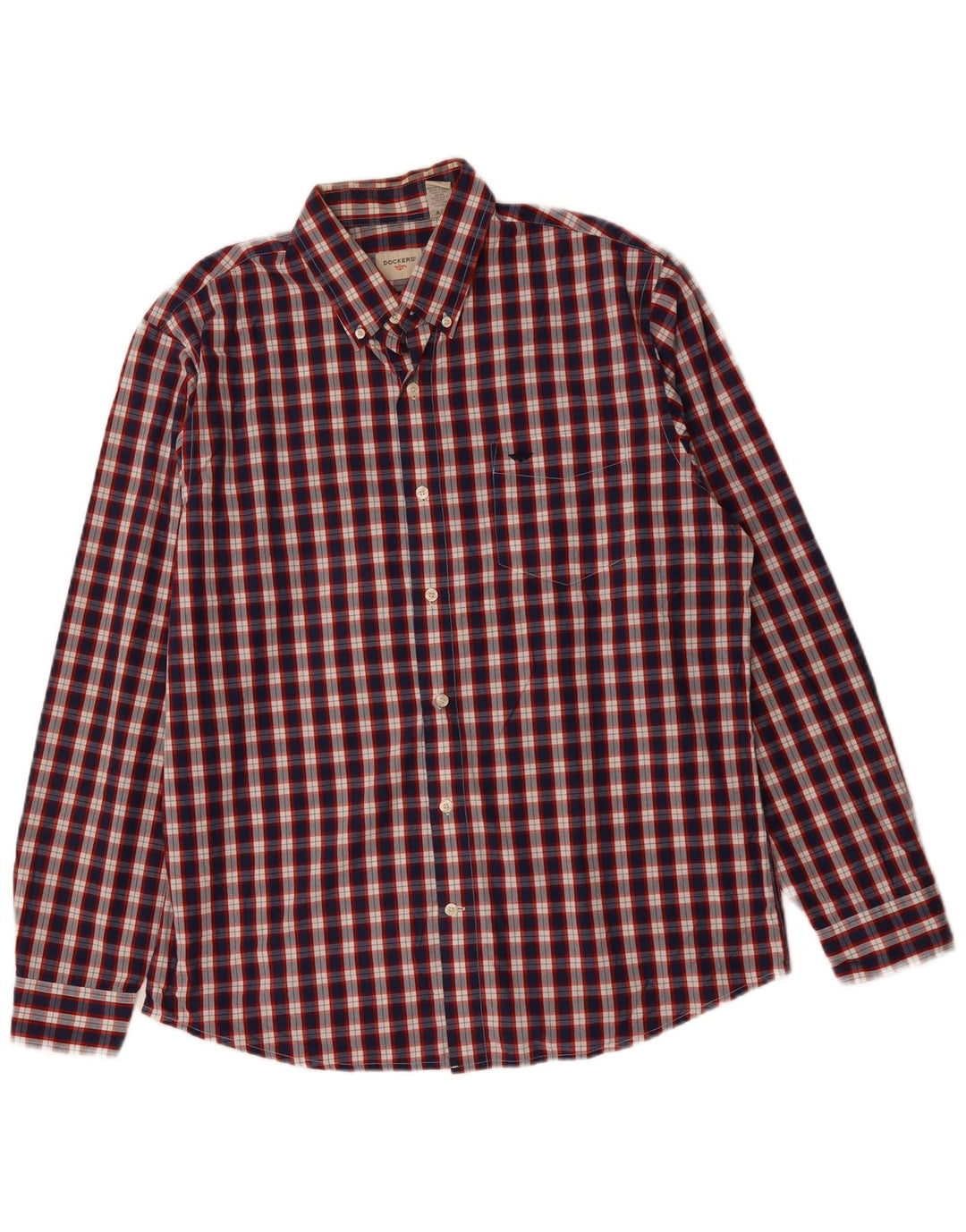 DOCKERS Chemise Homme Grand Carreau Bleu Marine Coton